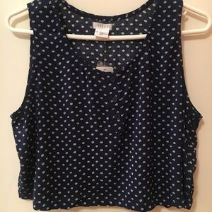 Navy Polka Dot Crop Top